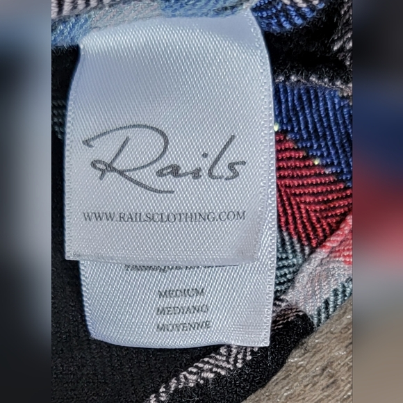 Rails Hunter Button-Down Plaid Top Women's M Black Melon Aqua Gold Relaxed Fit - Picture 11 of 14